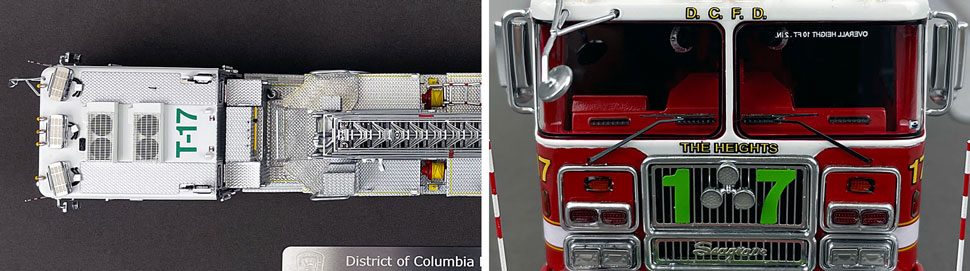 Closeup pictures 13-14 of the D.C. Fire & EMS Seagrave Capitol 100' TDA Truck 17 scale model