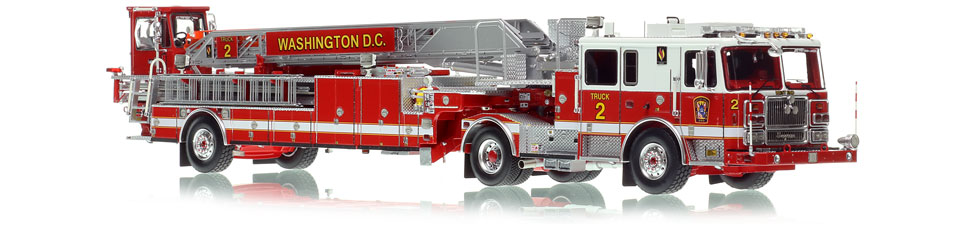 The first museum grade scale model of D.C. Fire & EMS Seagrave Capitol 100' TDA Truck 2