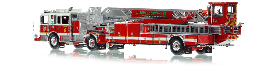 D.C. Fire & EMS Truck 8 scale model is hand-crafted and intricately detailed.