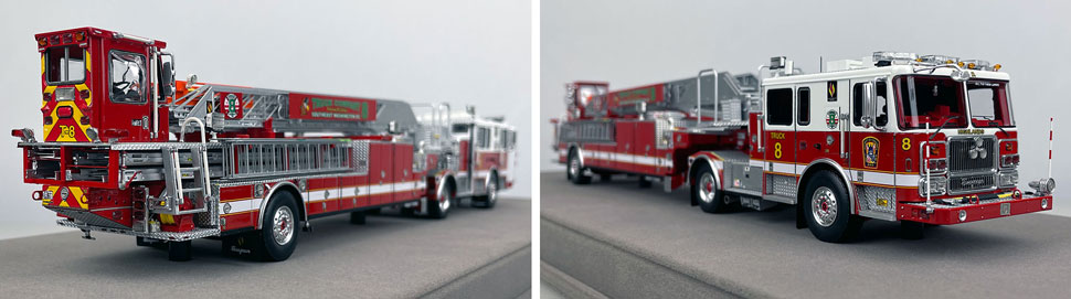 Closeup pictures 11-12 of the D.C. Fire & EMS Seagrave Capitol 100' TDA Truck 8 scale model