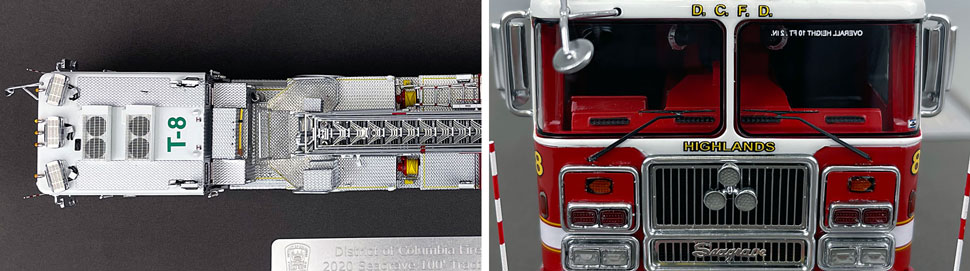 Closeup pictures 13-14 of the D.C. Fire & EMS Seagrave Capitol 100' TDA Truck 8 scale model