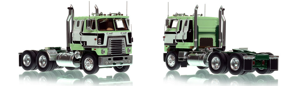 International 4070B Transtar II cabover tractor in 1:50 scale in pale green over green