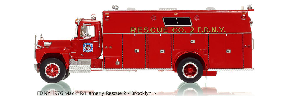 FDNY's 1976 Mack R/Hamerly Rescue 2 scale model