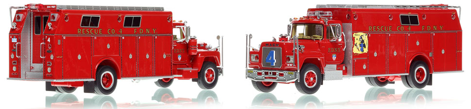 FDNY's 1979 Mack R/Pierce Rescue 4 is now available as a museum grade replica