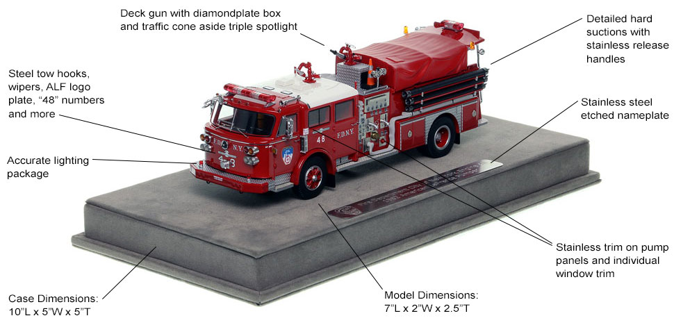 Features and Specs of FDNY American LaFrance Engine 48 scale model