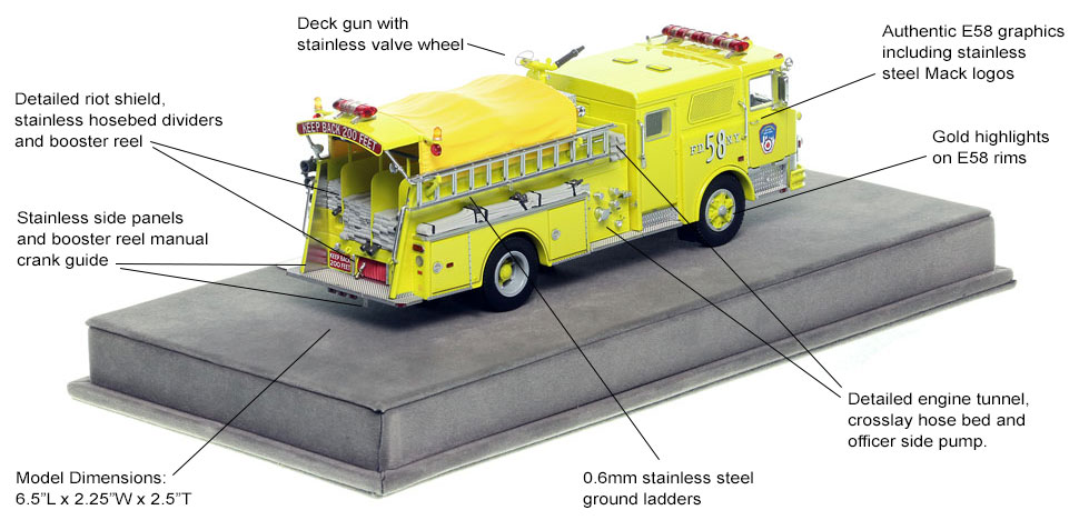 Specs and Features of FDNY's 1981 Mack CF Engine 58 scale model