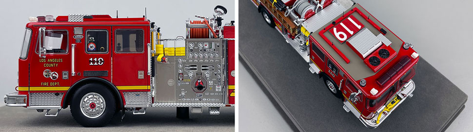 Closeup pictures 5-6 of the Los Angeles County KME Predator Engine 119 scale model