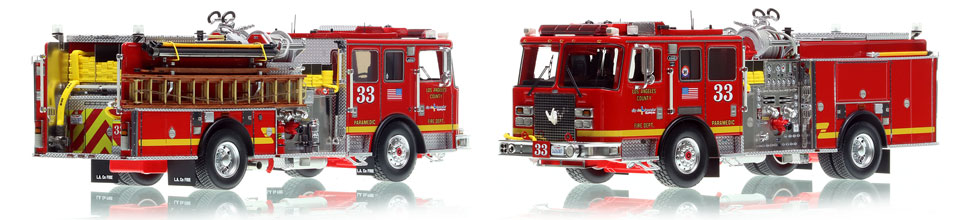 L.A. County KME Predator Engine 33 scale model is hand-crafted and intricately detailed.