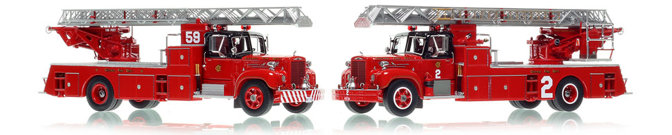 The 1959 and 1960 Chicago Mack B85F/Magirus 100'/146' Aerial scale models