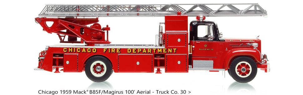 1959 Chicago Mack B85F/Magirus 100' Truck 30 in 1:50 scale