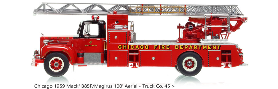 1959 Chicago Mack B85F/Magirus 100' Truck 45 in 1:50 scale