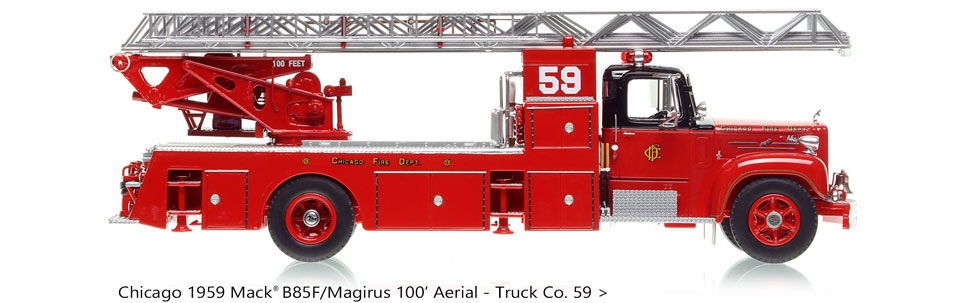 1959 Chicago Mack B85F/Magirus 100' Truck 59 in 1:50 scale