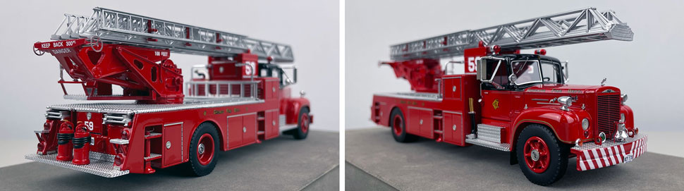 Closeup pics 11-12 of Chicago Fire Department 1959 Mack B85F/Magirus Truck 59 scale model