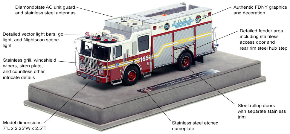 Features and specs of FDNY's HMTU 165 in 1:50 scale