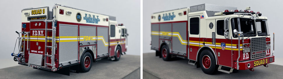 Closeup pictures 11-12 of the FDNY 2018 Ferrara HMTU Squad 8 2nd Piece scale model