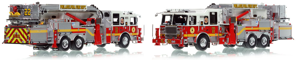 Philadelphia Fire Department Tower Ladder 22 scale model is hand-crafted and intricately detailed.