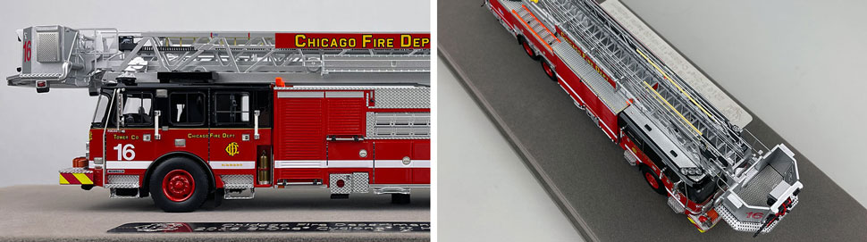 Closeup pics 5-6 of Chicago Fire Department E-One Tower Ladder 16 scale model