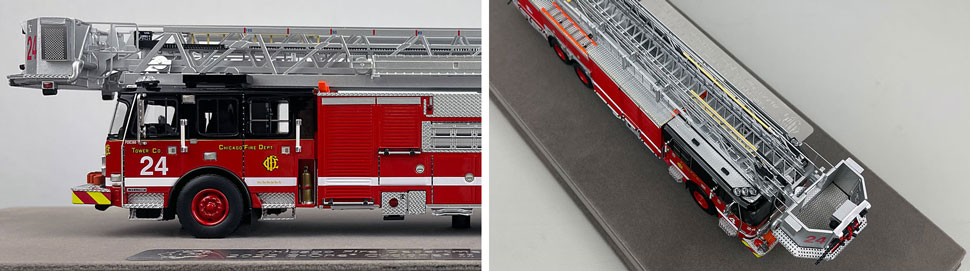 Closeup pics 5-6 of Chicago Fire Department E-One Tower Ladder 24 scale model