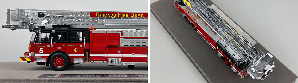 Closeup pics 5-6 of Chicago Fire Department E-One Tower Ladder 5 scale model