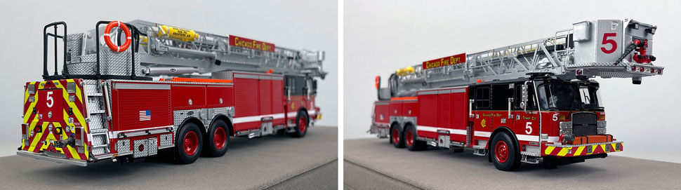 Closeup pics 11-12 of Chicago Fire Department E-One Tower Ladder 5 scale model