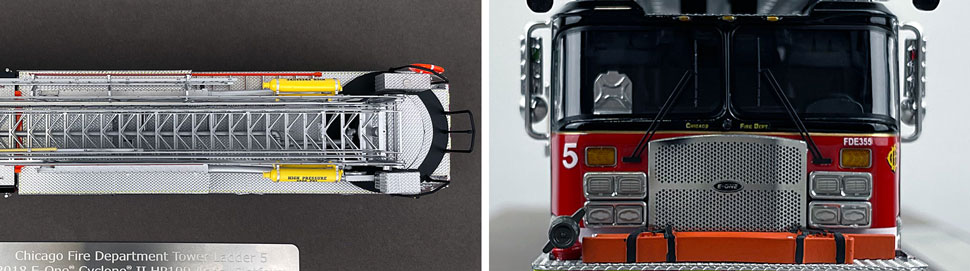 Closeup pics 13-14 of Chicago Fire Department E-One Tower Ladder 5 scale model