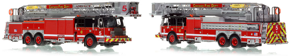 Take home Chicago Fire Department E-One Tower Ladder 5 scale model!