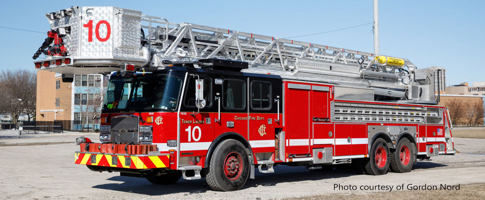 Chicago Fire Department Tower Ladder 10 courtesy of Gordon Nord