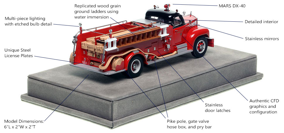 Specs and Features of Chicago's 1956 Mack B95 Engine 13 scale model