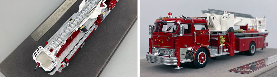 Close up images 3-4 of FDNY 1964 Mack C/Truco Tower Ladder 1 scale model