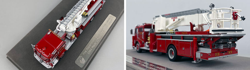 Close up images 7-8 of FDNY 1964 Mack C/Truco Tower Ladder 1 scale model