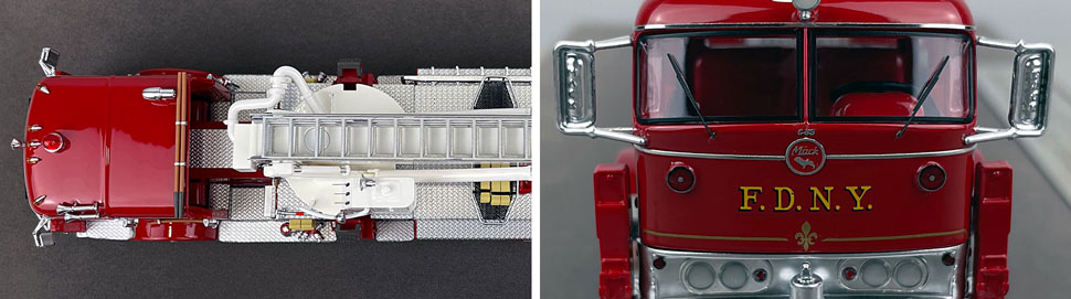 Close up images 13-14 of FDNY 1964 Mack C/Truco Tower Ladder 1 scale model