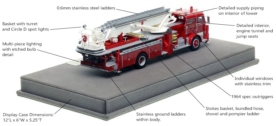 Specs and Features of FDNY's 1964 Mack C/Truco Tower Ladder 1 scale model