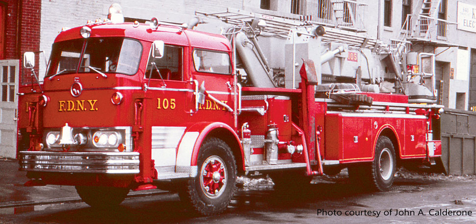 FDNY Mack C/Eaton Tower Ladder 105 courtesy of John A. Calderone