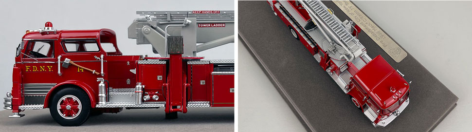 Close up images 5-6 of FDNY 1969 Mack C/Eaton Tower Ladder 14 scale model