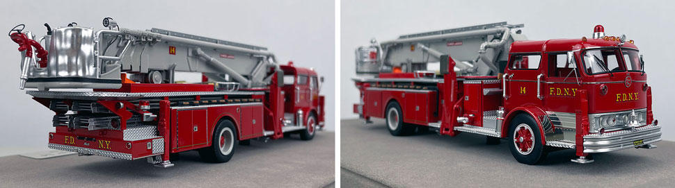 Close up images 11-12 of FDNY 1969 Mack C/Eaton Tower Ladder 14 scale model