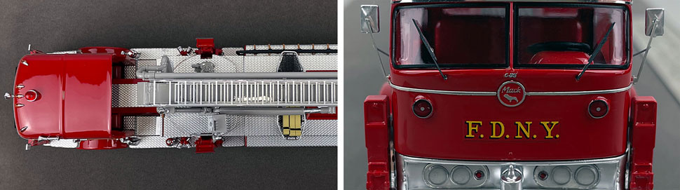 Close up images 13-14 of FDNY 1969 Mack C/Eaton Tower Ladder 14 scale model