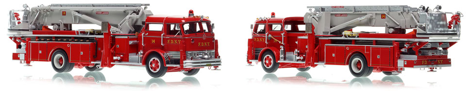 The first museum grade scale model of the 1969 Mack C/Eaton 75' Tower Ladder 14
