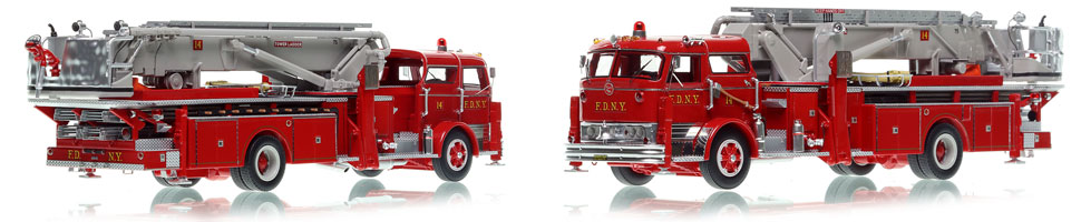 FDNY's Mack C Tower Ladder 14 scale model is hand-crafted and intricately detailed.