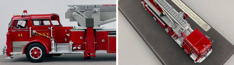 Close up images 5-6 of FDNY 1969 Mack C/Eaton Tower Ladder 44 scale model