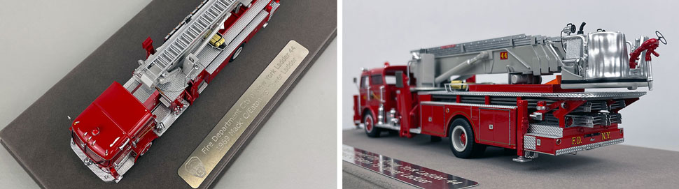Close up images 7-8 of FDNY 1969 Mack C/Eaton Tower Ladder 44 scale model