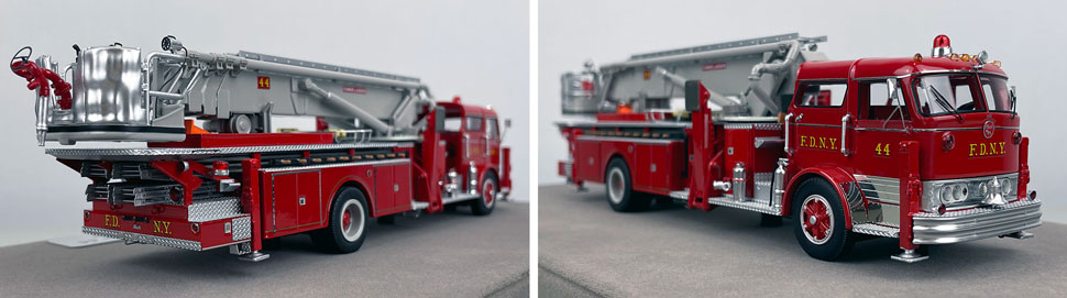 Close up images 11-12 of FDNY 1969 Mack C/Eaton Tower Ladder 44 scale model