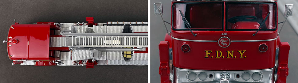 Close up images 13-14 of FDNY 1969 Mack C/Eaton Tower Ladder 44 scale model