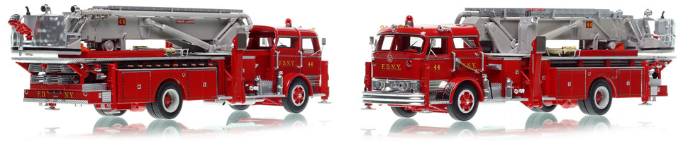 The first museum grade scale model of the 1969 Mack C/Eaton 75' Tower Ladder 44