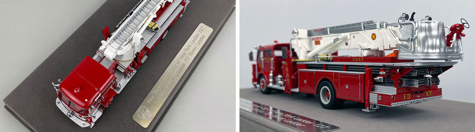 Close up images 7-8 of FDNY 1966 Mack C/Eaton Tower Ladder 127 scale model