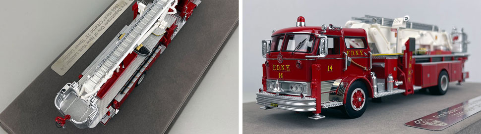 Close up images 3-4 of FDNY 1966 Mack C/Eaton Tower Ladder 14 scale model