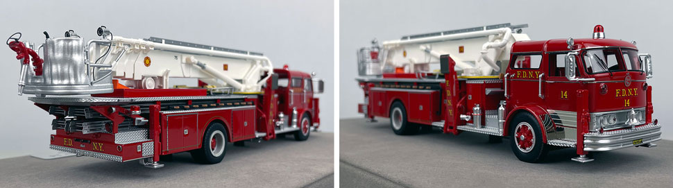 Close up images 11-12 of FDNY 1966 Mack C/Eaton Tower Ladder 14 scale model