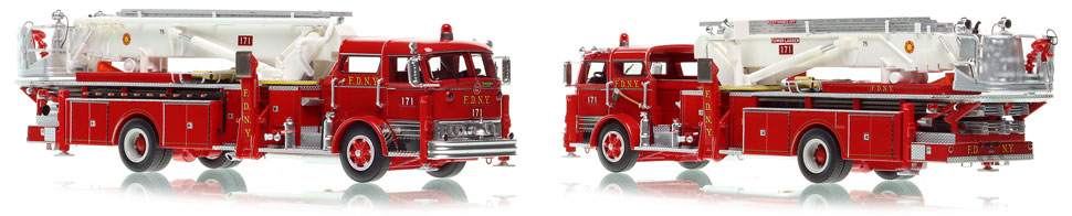 The first museum grade scale model of the 1966 Mack C/Eaton 75' Tower Ladder 171