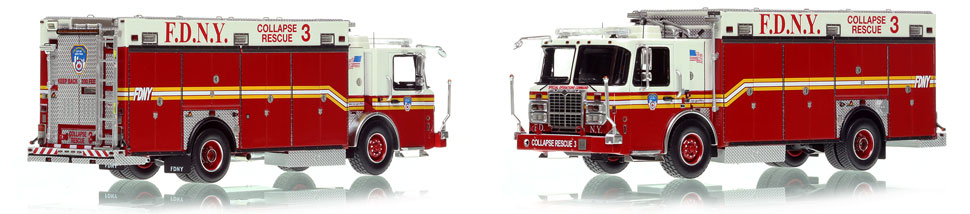 FDNY's Spartan Collapse Rescue 3 scale model is hand-crafted and intricately detailed.