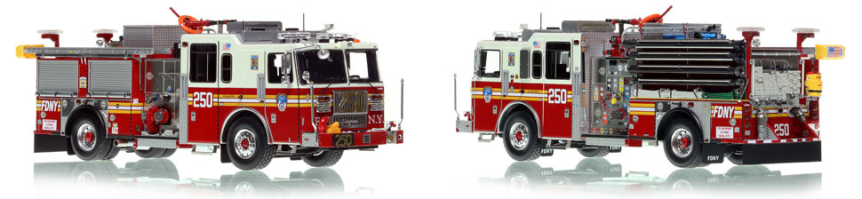 FDNY's Engine 250 scale model is hand-crafted and intricately detailed.