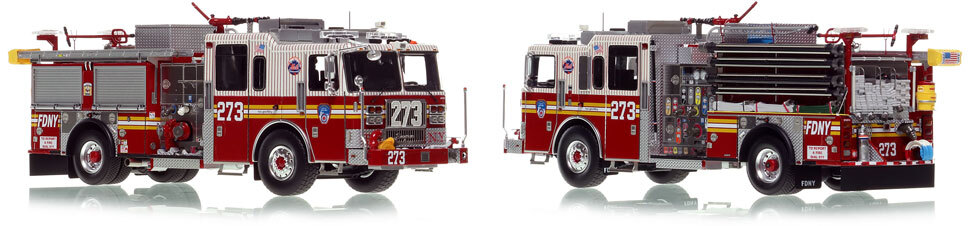 FDNY's Engine 273 scale model is hand-crafted and intricately detailed. FDNY's Engine 273 scale model is hand-crafted and intricately detailed.